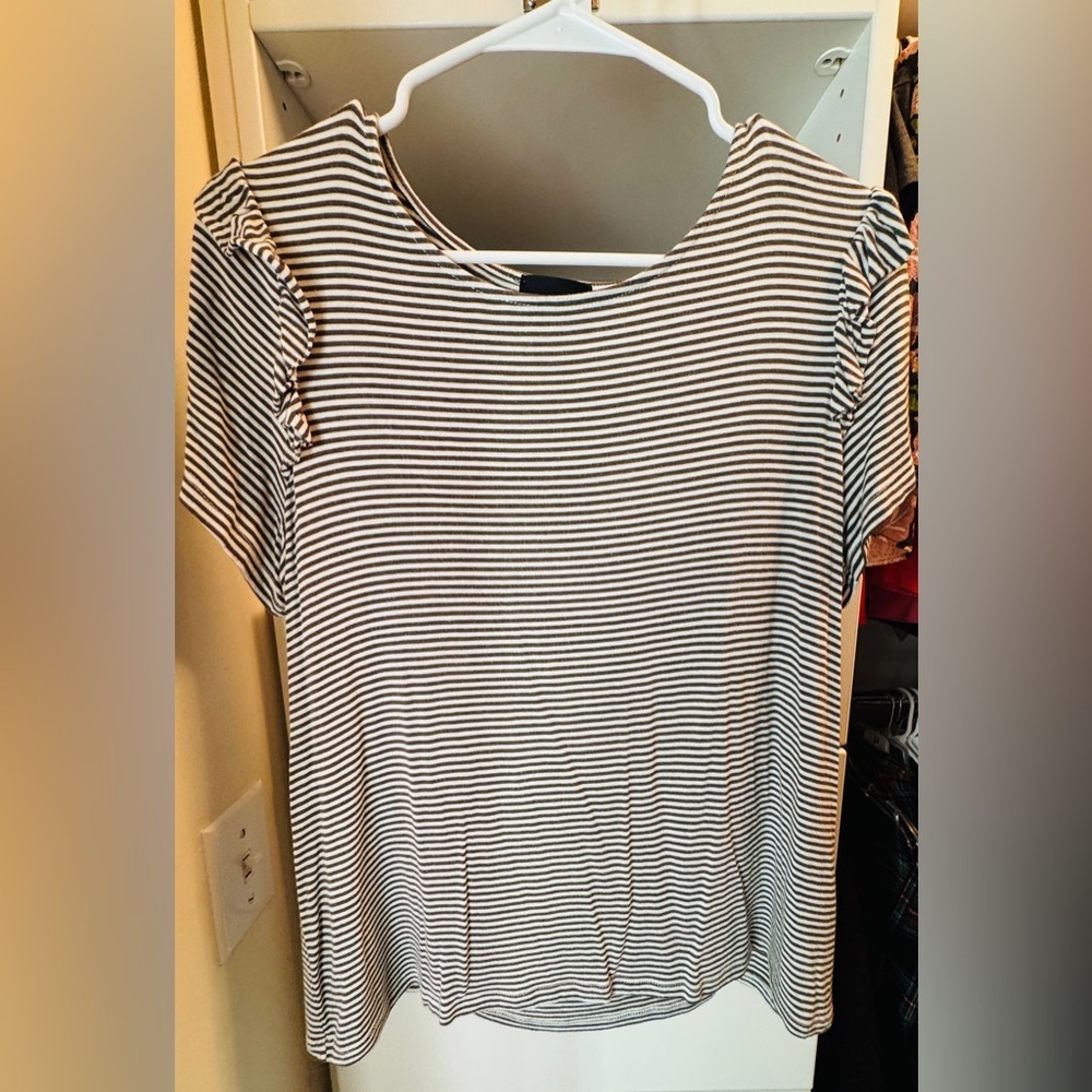 W5 Brown and White Striped Short Sleeve Top